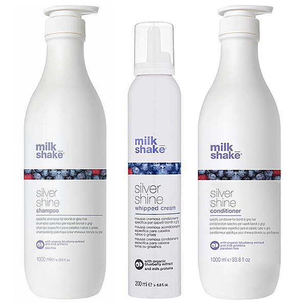 Pachet pentru par blond silver shine - sampon 1000ml, balsam 1000ml, crema 200ml