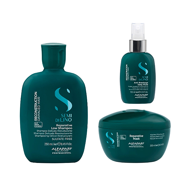 Pachet reparator pentru par deteriorat alfaparf milano - sampon 250ml, masca 200ml, tratament 125ml