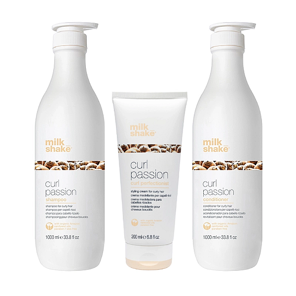 Pachet pentru par cret sau ondulat curl passion - sampon 1000ml, balsam 1000ml, crema 200ml
