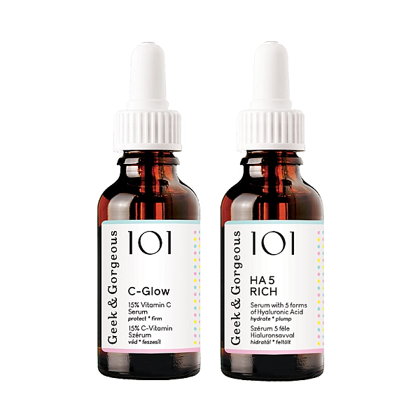 Duo pentru luminozitate, ser cu vitamina c 30ml si ser cu acid hialuronic 30ml