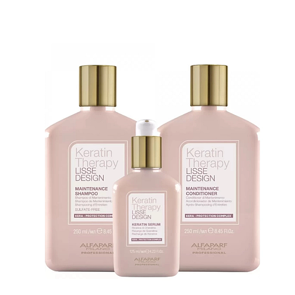 Pachet intretinere cu keratina sampon 250ml, balsam 250ml, serum 125ml keratin therapy