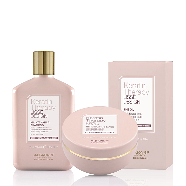 Pachet intretinere cu keratina sampon 250ml, masca 200ml, ulei 50ml keratin therapy