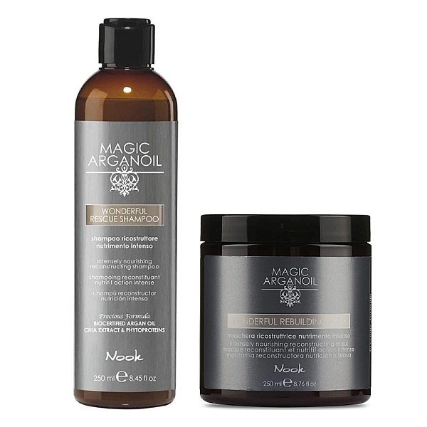 Pachet mic restructurare magic argan oil wonderful sampon 250 ml, masca 250 ml 