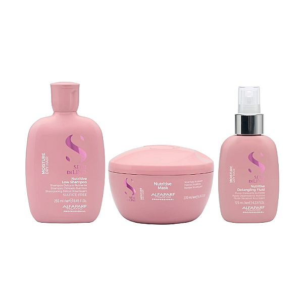Pachet pentru hidratare semi di lino moisture - sampon 250ml, masca 200ml, fluid 125ml