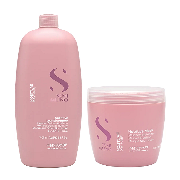 Pachet hidratant par uscat semi di lino - sampon 1000ml, masca 500ml