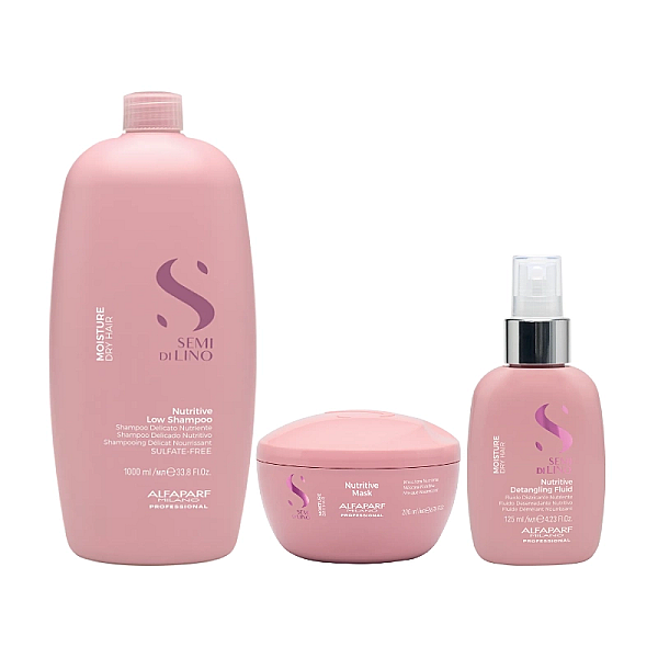 Pachet hidratant semi di lino - sampon 1000ml, masca 200ml, fluid 125ml