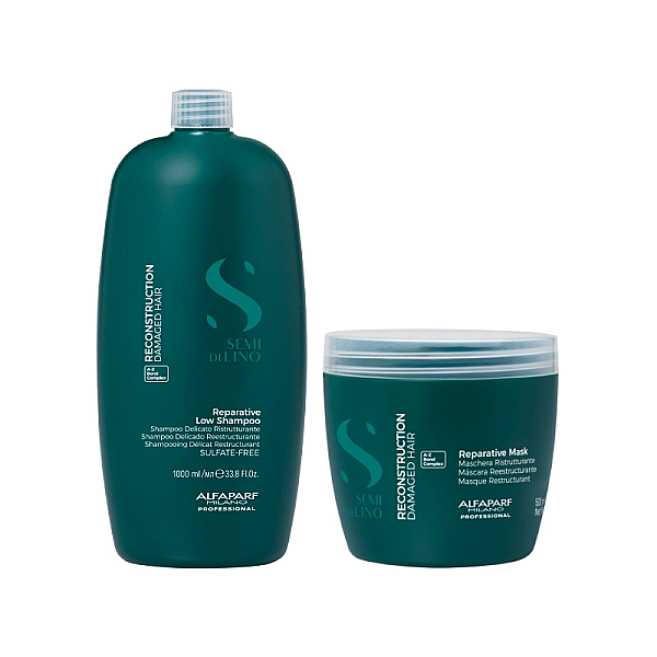 Pachet reparator pentru par deteriorat semi di lino - sampon 1000ml, masca 500ml
