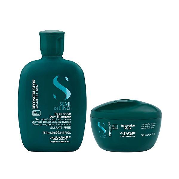 Pachet reparator pentru par deteriorat semi di lino - sampon 250ml, masca 200ml