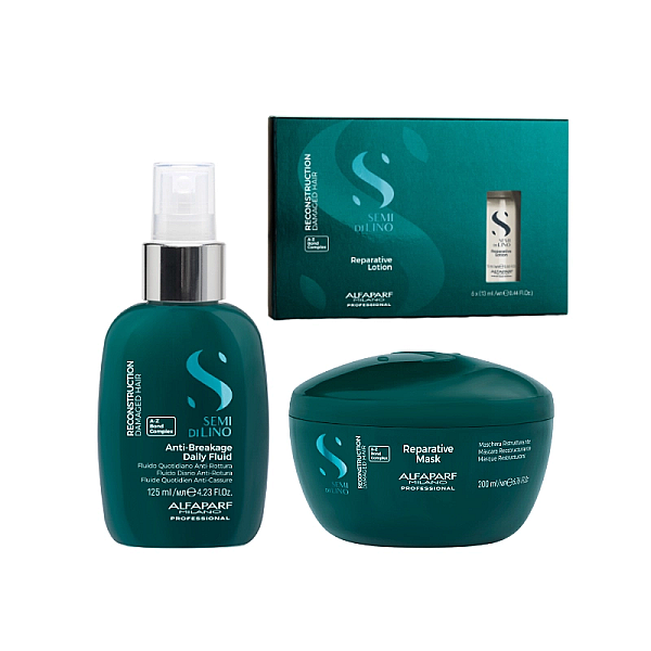 Pachet tratament intens de reparare semi di lino - fluid 125ml, masca 200ml, lotiune tratament