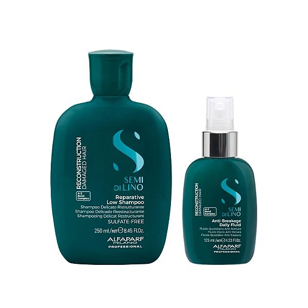 Pachet reparator pentru par deteriorat semi di lino - sampon 250ml, fluid 125ml