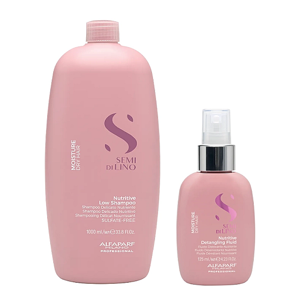 Pachet hidratant pentru par uscat semi di lino - sampon 1000ml, fluid 125ml