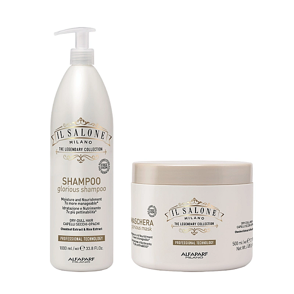 Pachet glorious pentru par uscat il salone milano - sampon 1000ml, masca 500ml