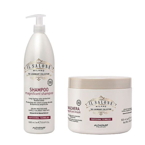 Pachet pentru par vopsit il salone magnificent - sampon 1000ml, masca 500ml