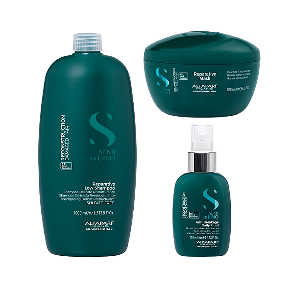 Pachet reparator pentru par deteriorat alfaparf milano sampon 1000ml, masca 200ml, tratament 125ml