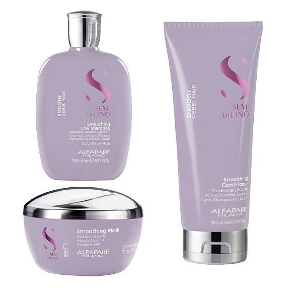 Pachet pentru netezire smoothing semi di lino - sampon 250ml, balsam 200ml, masca 200ml