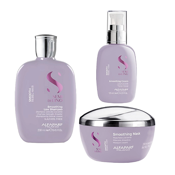Pachet pentru netezire smoothing semi di lino - sampon 250ml, masca 200ml, tratament 125ml