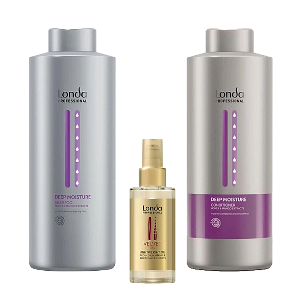 Pachet intens hidratant par uscat deep moisture - sampon 1000ml, balsam 1000ml, ulei 100ml