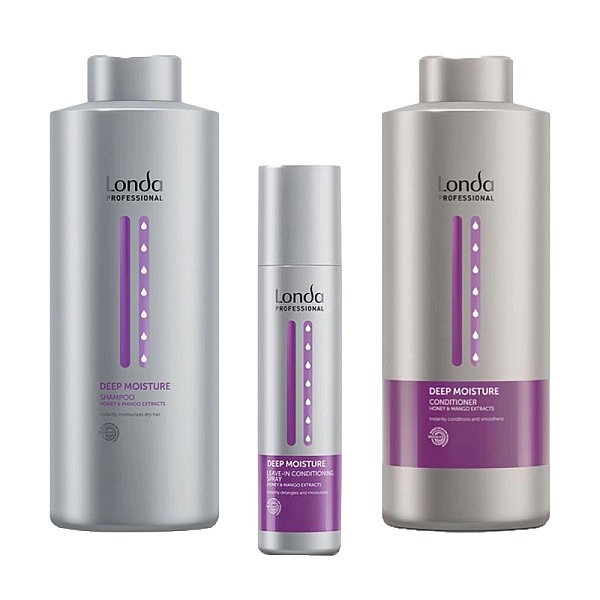 Pachet intens hidratant par uscat deep moisture- sampon 1000ml, balsam 1000ml, balsam leave-in 250ml