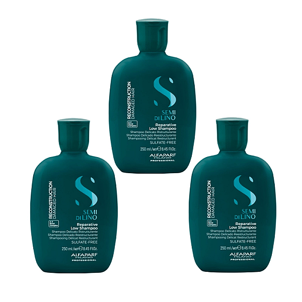 Pachet 3 x sampon reparator pentru par deteriorat semi di lino reconstruction 250ml
