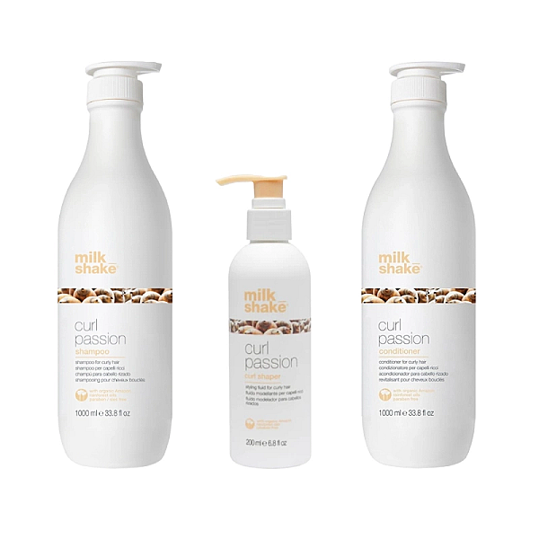 Pachet pentru par cret sau ondulat curl passion - sampon 1000ml, balsam 1000ml, crema shaper 200ml