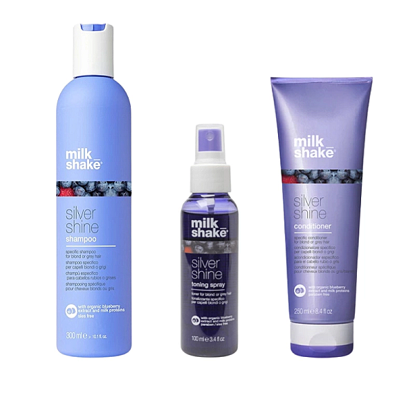 Pachet pentru par blond silver shine - sampon 300ml, balsam 250ml, spray silver shine 100ml