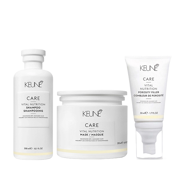 Pachet par uscat care vital nutrition - sampon 300ml, masca 200ml, ser porosity filler 50ml