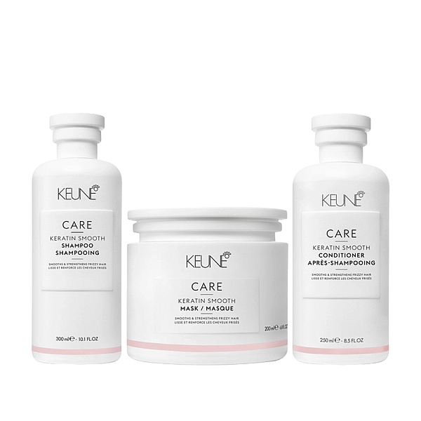 Pachet pentru netezire care keratin smooth - sampon 300ml, balsam 250ml, masca 200ml