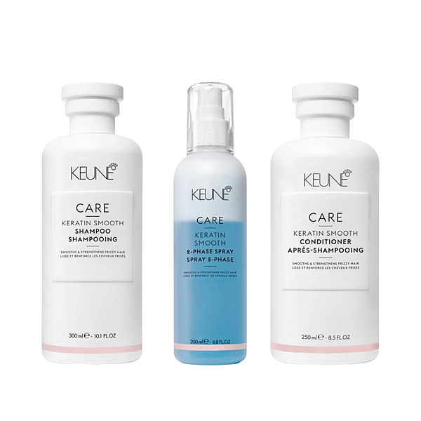 Pachet pentru netezire care keratin smooth - sampon 300ml, balsam 250ml, spray 2-phase 200ml