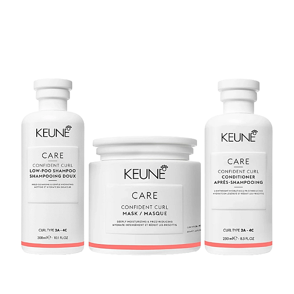 Pachet par cret sau ondulat confident curl care - sampon 300ml, balsam 250ml, masca 200ml