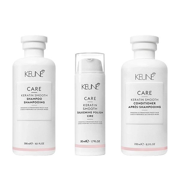 Pachet pentru netezire care keratin smooth - sampon 300ml, balsam 250ml, crema silk polish 50ml
