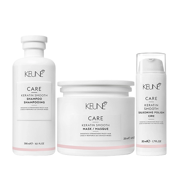Pachet pentru netezire care keratin smooth - sampon 300ml, masca 200ml, crema silk polish 50ml