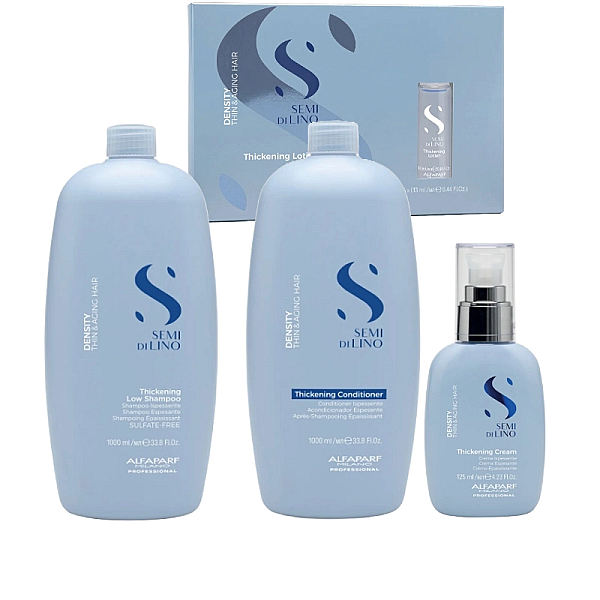 Pachet densificator semi di lino - sampon 1000ml, balsam 1000ml, crema 125ml, lotiune 6x13ml