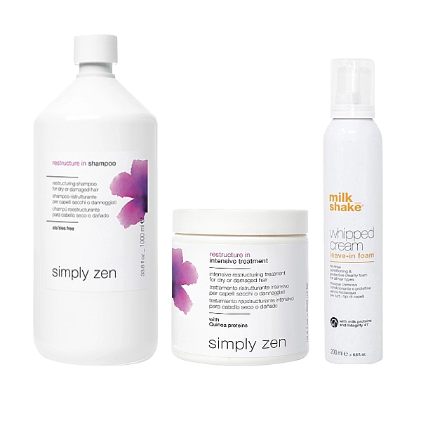 Pachet par deteriorat restructure in - sampon 1000ml, masca 500ml, spuma whipped 200ml