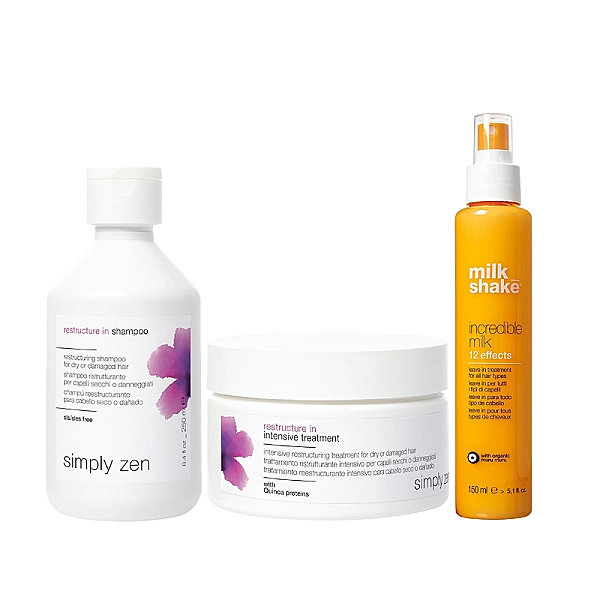 Pachet par deteriorat restructure in - sampon 250ml, masca 200ml, incredible milk 150ml