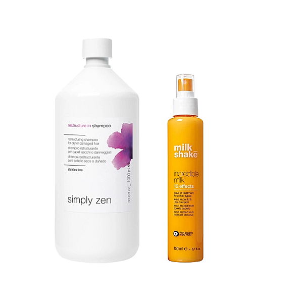 Pachet par deteriorat restructure in - sampon 1000ml, incredible milk 150ml