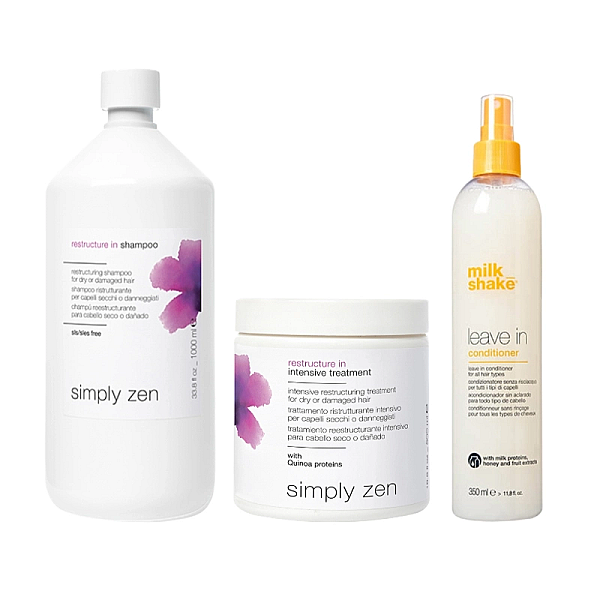 Pachet par deteriorat restructure in - sampon 1000ml, masca 500ml, balsam leave-in 350ml