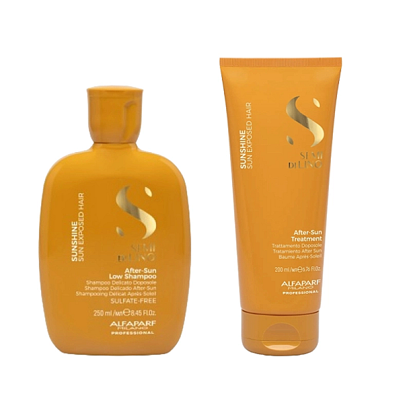 Pachet pentru parul expus la soare semi di lino sunshine - sampon 250ml, tratament 200ml