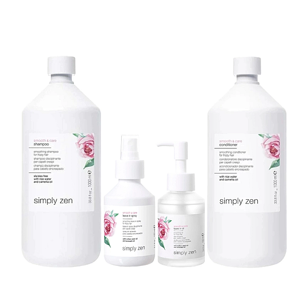 Pachet par indisciplinat smooth & care - sampon 1000ml, balsam 1000ml, tratament 150ml, ulei 100ml