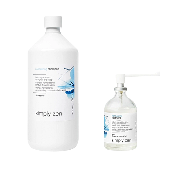 Pachet pentru scalp si par gras normalizing - sampon 1000ml, lotiune 100ml