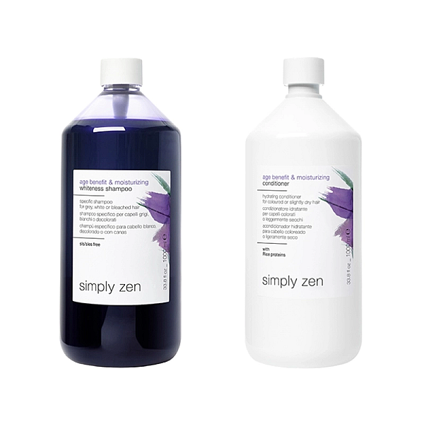 Pachet pentru par vopsit moisturizing whiteness age benefit - sampon 1000 ml, balsam 1000 ml