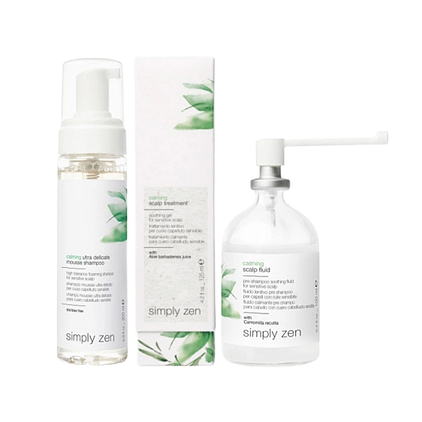 Pachet pentru scalp sensibil nuovo calming - sampon mousse 250ml, tratament 125ml, lotiune 100ml