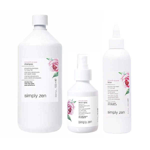 Pachet par indisciplinat smooth & care - sampon 1000ml, lotiune 250ml, tratament leave-in 150ml