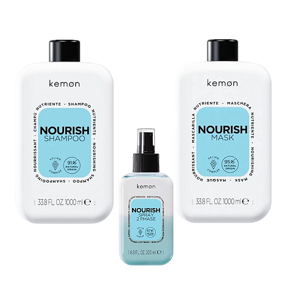 Pachet pentru par uscat care nourish - sampon 1000ml, masca 1000ml, spray bifazic 200ml