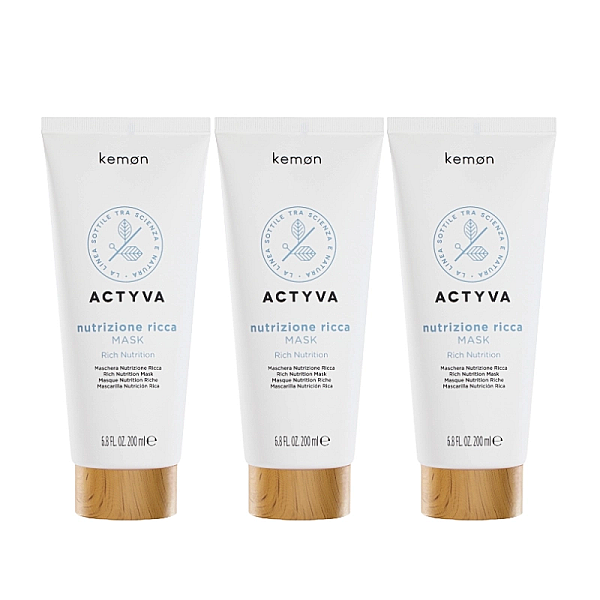 Pachet 3 x masca pentru par foarte uscat actyva nutrizione ricca 200ml