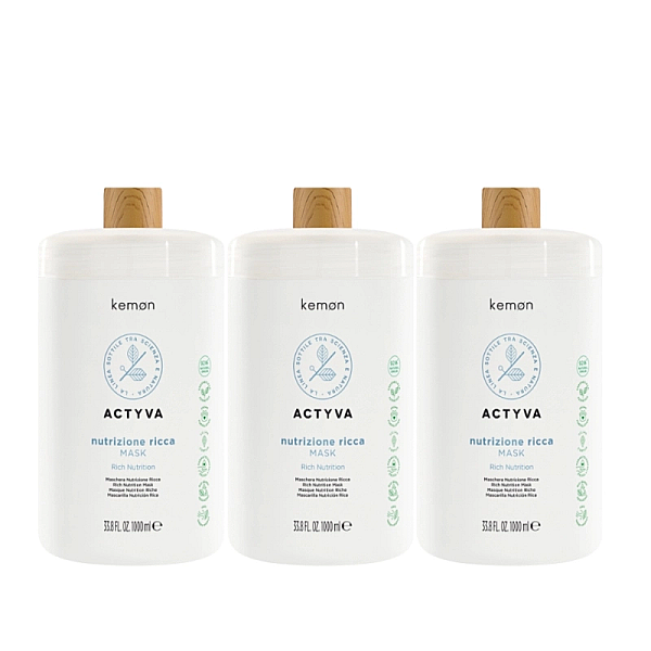 Pachet 3 x masca pentru par foarte uscat actyva nutrizione ricca 1000ml