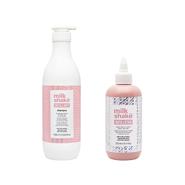 Pachet pentru netezirea si indreptarea parului insta light - sampon 1000ml, tratament 250ml
