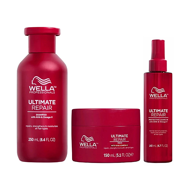Pachet par deteriorat ultimate repair - sampon 250ml, masca 150ml, tratament protective 140ml