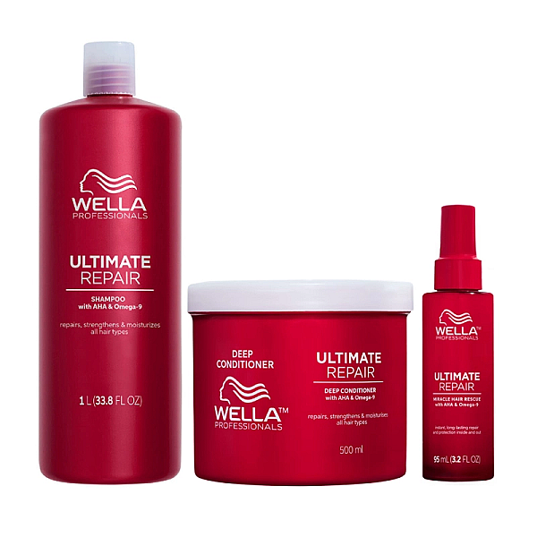 Pachet par deteriorat ultimate repair - sampon 1000ml, balsam 500ml, ser miracle rescue 95ml