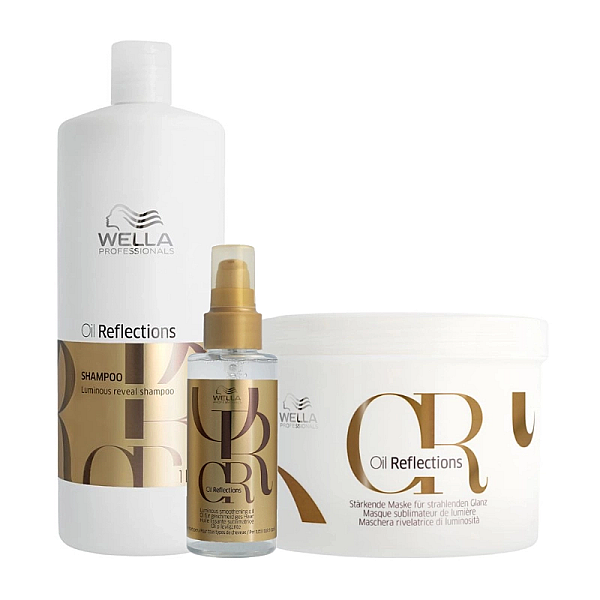 Pachet hidratant pentru par uscat oil reflections - sampon 1000ml, masca 500ml, ulei 100ml