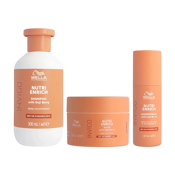 Pachet nutritiv pentru par uscat nutri enrich - sampon 300ml, masca 150ml, balsam wonder 150ml